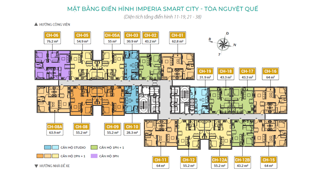 Cần bán căn hộ 2PN +1 2WC diện tích 63,5m2 tòa l4 - Nguyệt Quế Imperia Smart City