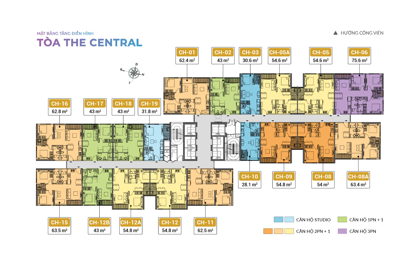 Chính chủ cần cho thuê căn hộ 2PN +1 1WC diện tích 54,8m2 tòa l3 - The Central Imperia Smart City