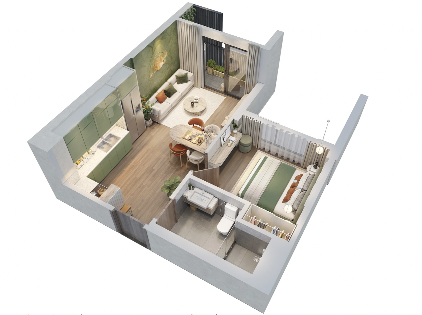Cho thuê căn 1 ngủ view Lounge nước tòa TC3 The Canopy Residences Vinhomes Smart City