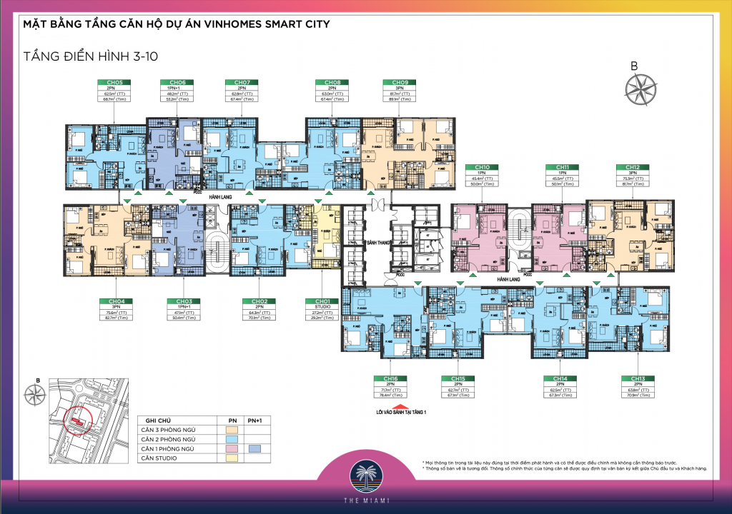 Cho thuê ngay căn hộ 1PN +1 diện tích 47,1m2 tòa GS6 The Miami Vinhomes Smart City