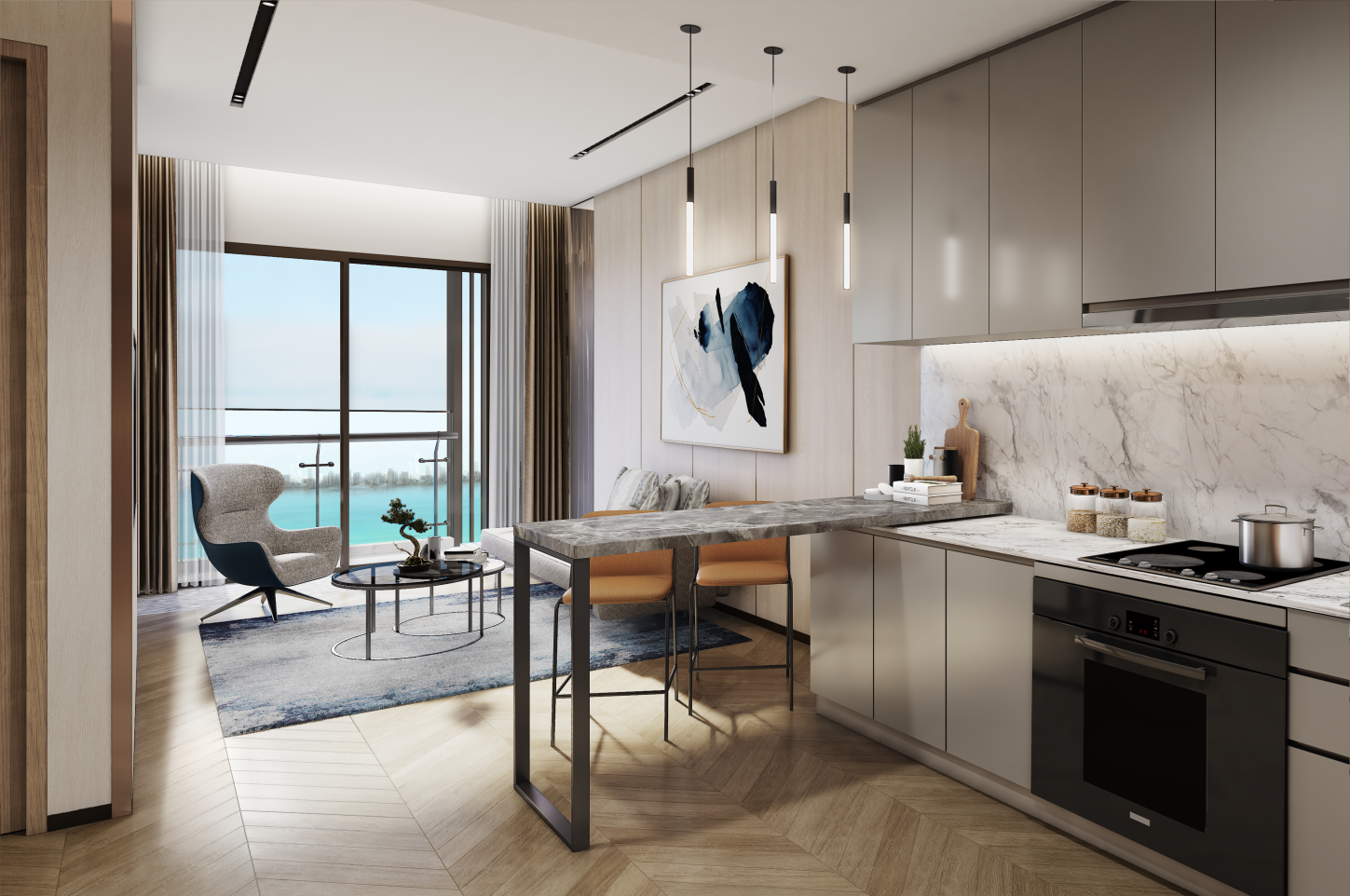 Cho thuê căn hộ 1 phòng ngủ 53m2 chung cư Masterise Lumiere Evergreen Smart City