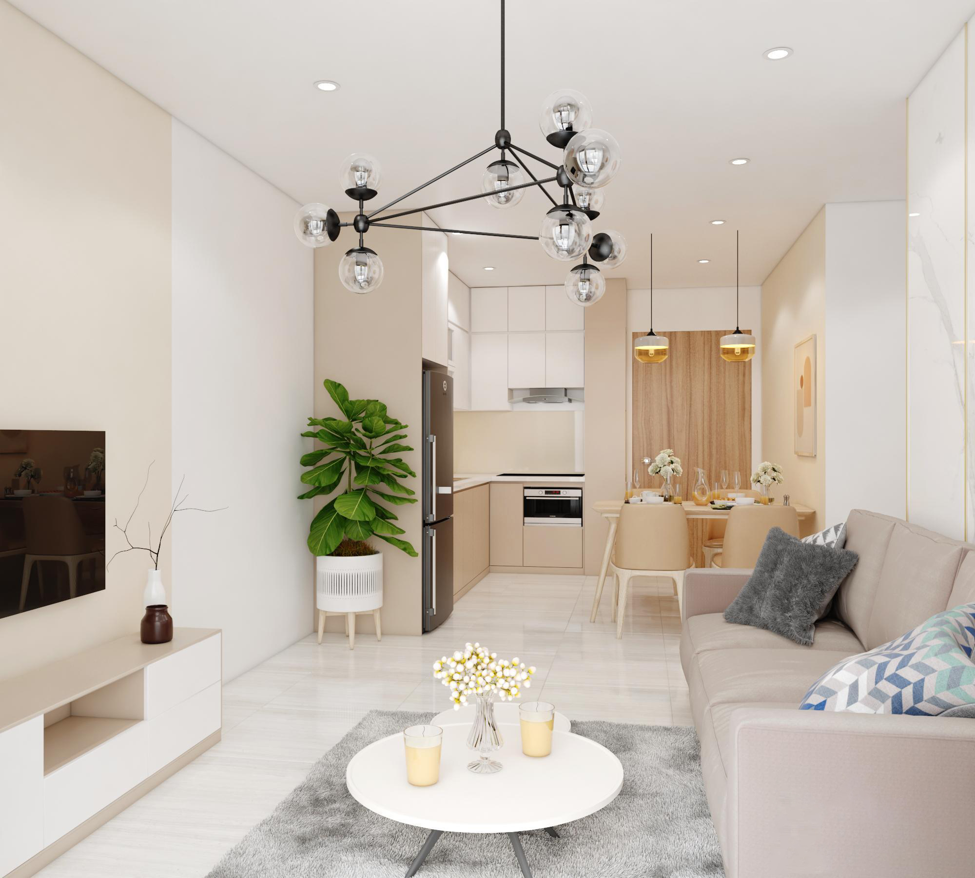 Cho thuê căn hộ 2 phòng ngủ view đường tường bích hoạ toà S1.02 Vinhomes Smart City