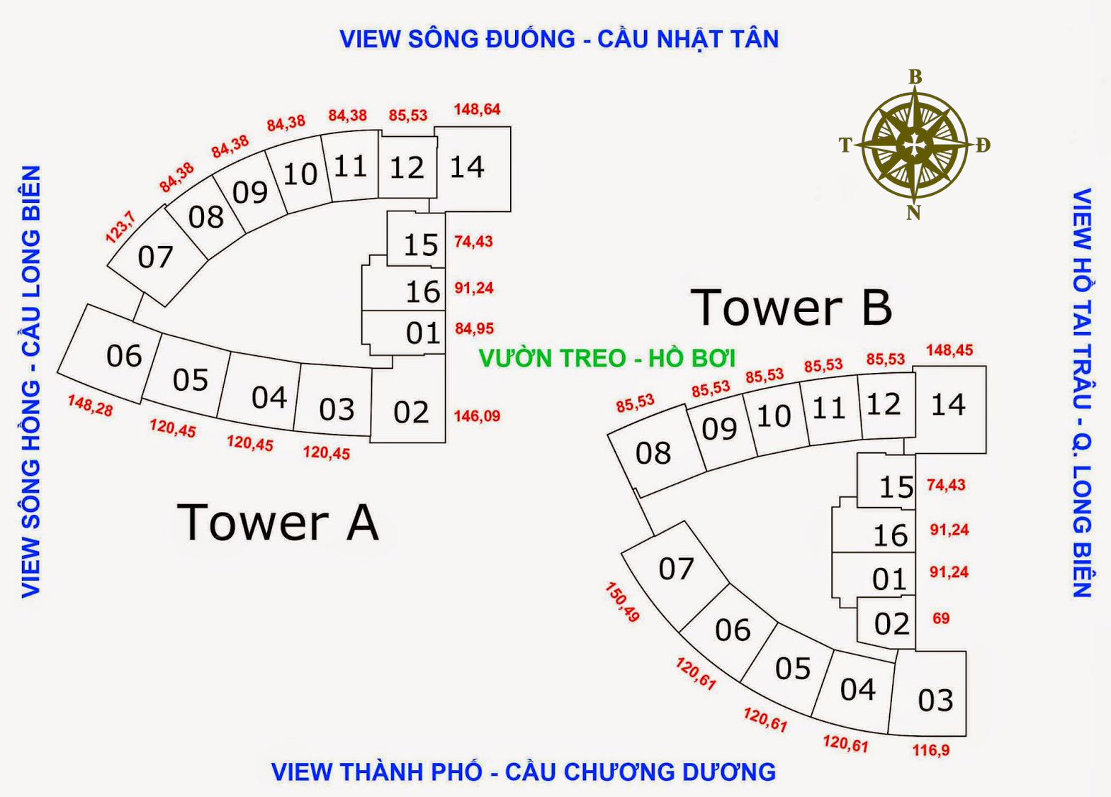 Mặt bằng tòa tháp